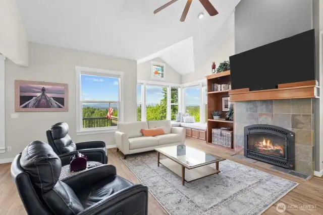 The large gas fireplace a fantastic focal point, especially on those chilly winter days.