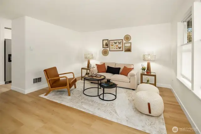 Large Living room with lots of natural light
