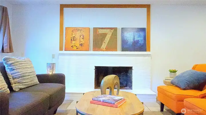 Lower level cozy fireplace for colder nights