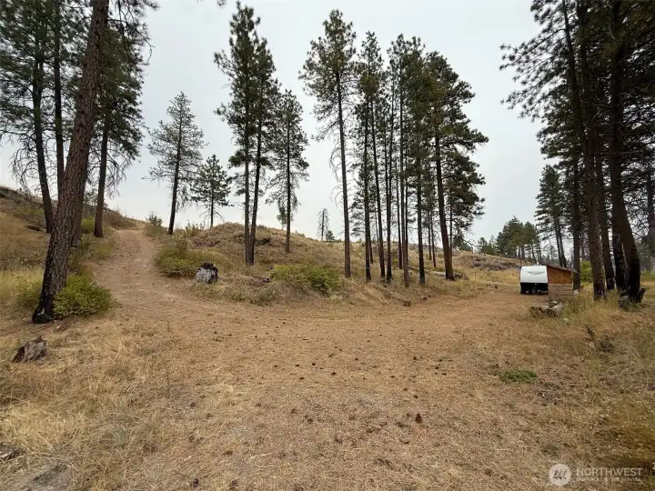 The driveway has a couple of spots where a higher clearance vehicle may be preferred, but it is all driveable with a standard-clearance vehicle and there is plenty of turnaround space at the end.