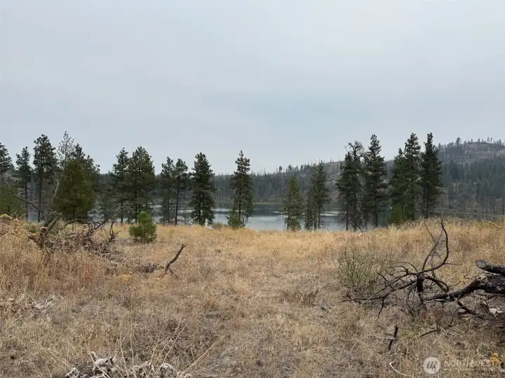 Horseshoe Lake from the ridge approaching the camp/building site.