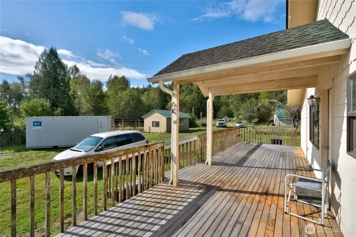 Most of the deck boards have been replaced with cedar decking.