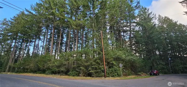 Corner lot on quiet streets. There are no "busy" roads on Anderson Island.