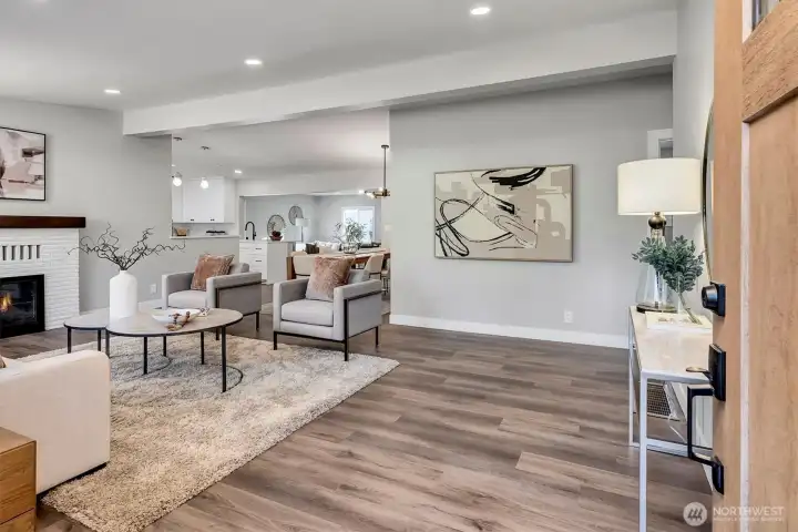 Excellent living area as part of a very large great room