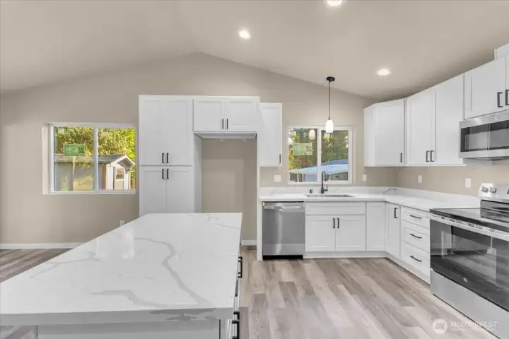 Island view of the kitchen