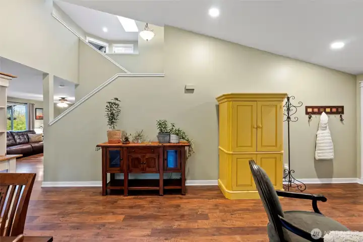 Vaulted Ceilings  in the space make it feel HUGE