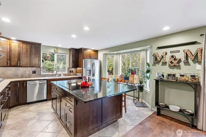 Updated appliances and custom cabinets ..