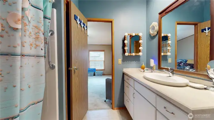 The primary full bathroom.