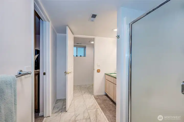 Bathroom Downstairs Off The Bedroom.