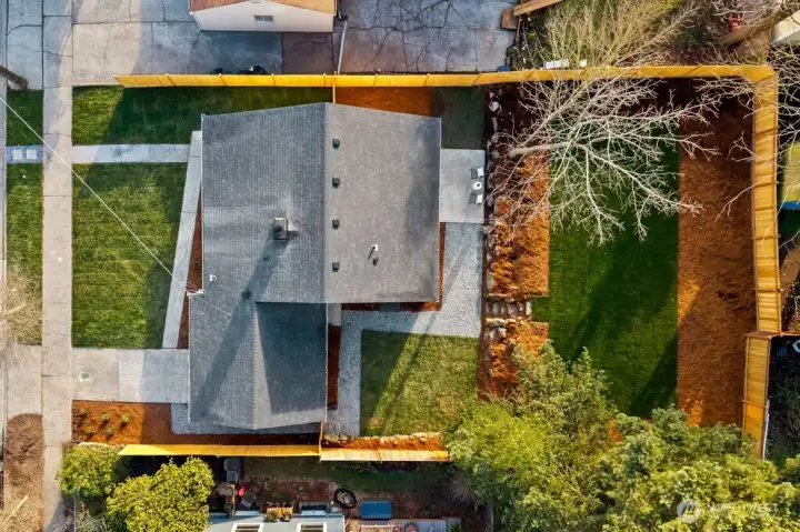 Drone shot from above the house