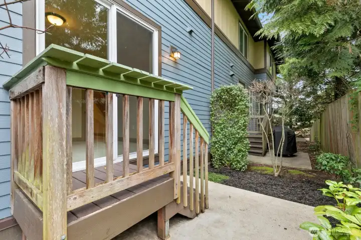 Mostly private back deck and patio