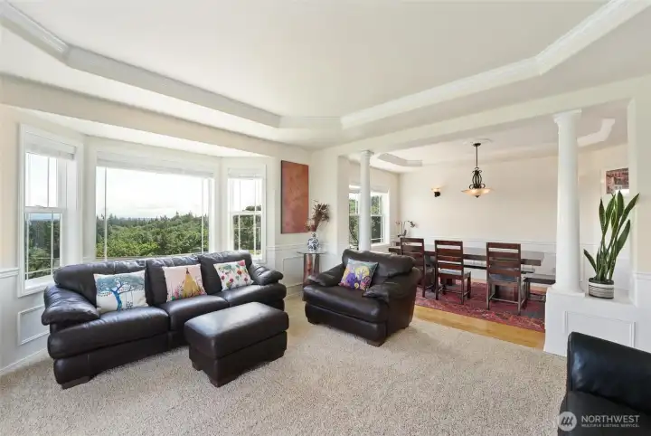 Enjoy the living room complete with fireplace.