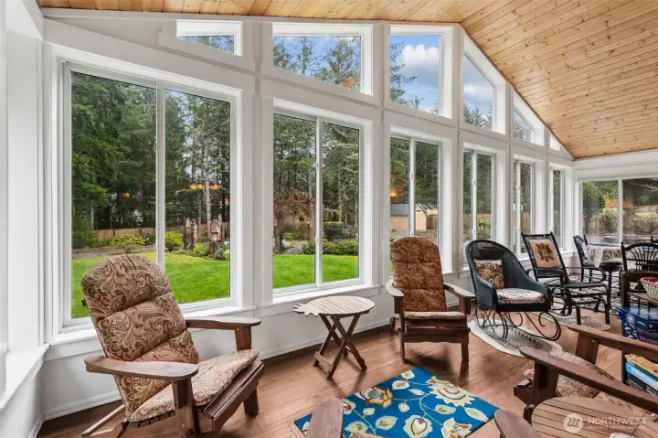 Beautiful view of the 3/4 acre yard! The back yard is fully fenced.