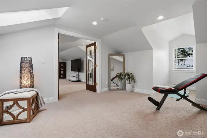 This 4th bedroom with walk in closet was used as a work out room