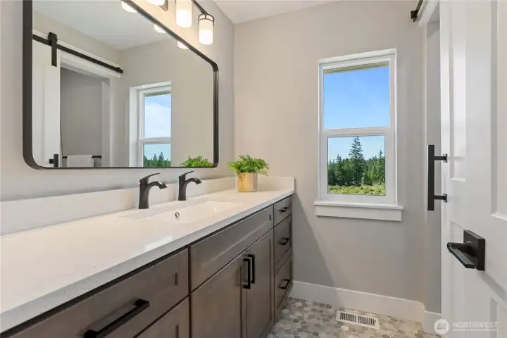 Upstairs bathroom with a shower in a separate room