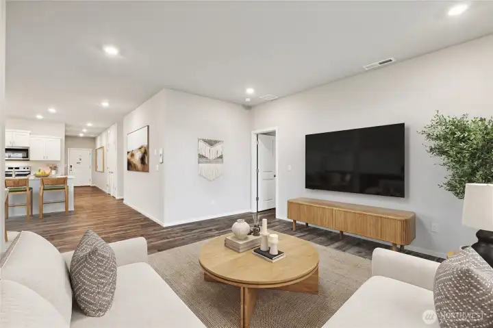 Cali plan virtually staged. Cabinet color may vary. Refrigerator, washer and dryer not included.