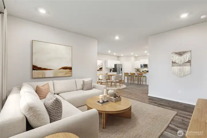 Cali plan virtually staged. Cabinet color may vary.