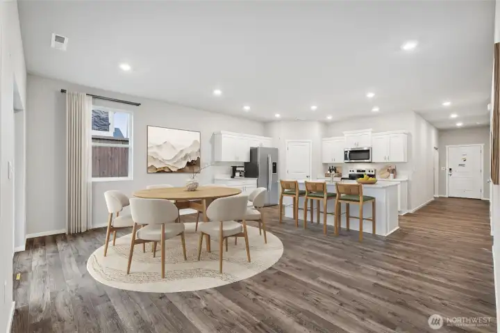 Cali plan virtually staged. Cabinet color may vary.