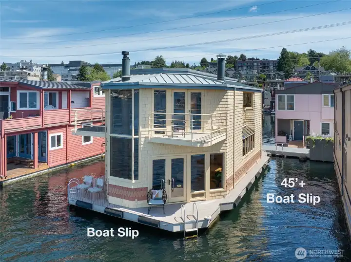 2 moorage slips~45'+ moorage slip plus additional moorage on front for smaller boat, skiff, kayaks 2 moorage slips~45'+ moorage slip plus additional moorage on front for smaller boat, skiff, kayaks