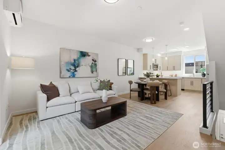 spacious living & dining room