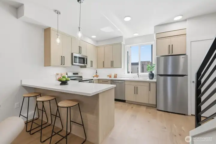 kitchen with eating bar