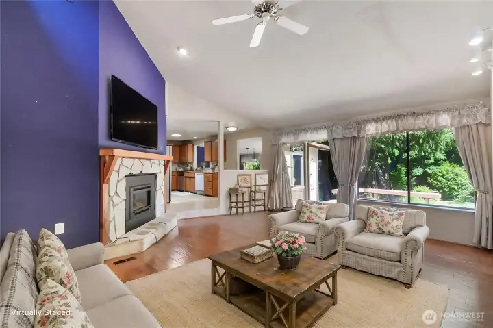 Virtually staged living room