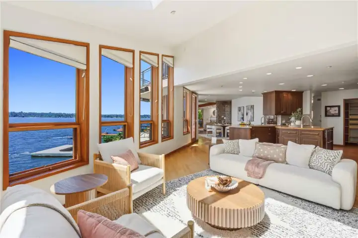 Elegant living room connecting formal dining room