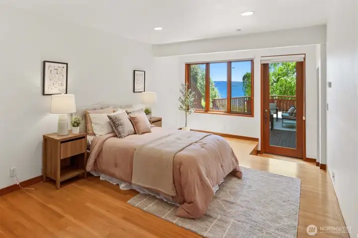 Guest suite on the main level with private view deck