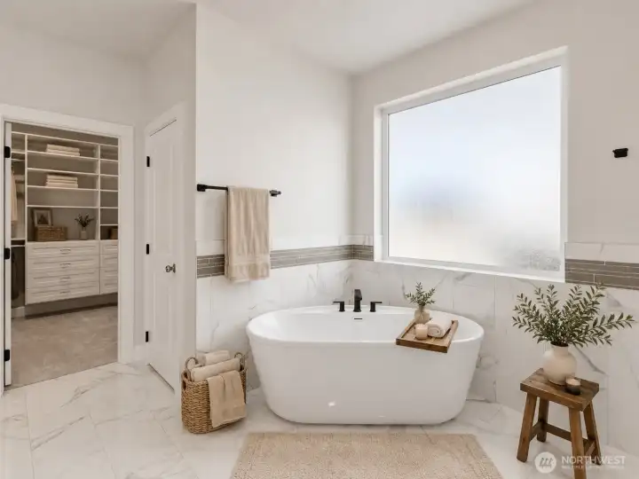 Virtually Staged Primary bathroom