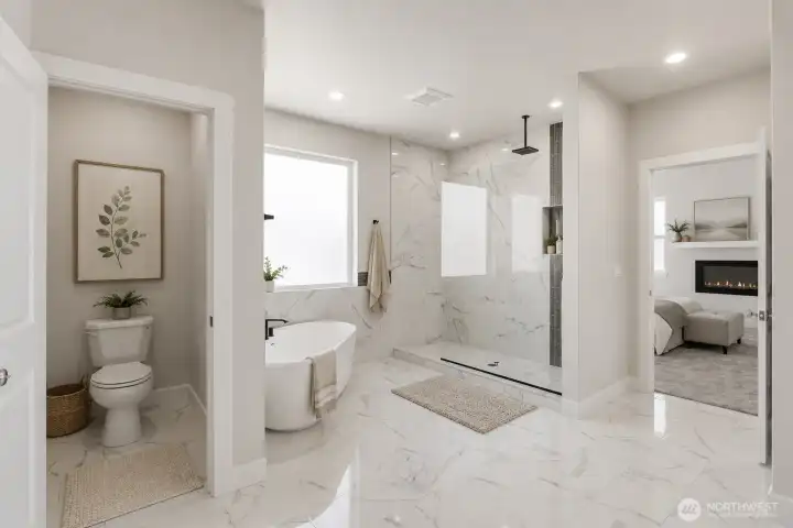 Virtually Staged Primary Bathroom