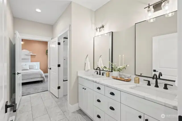 Jack Jill bathroom connecting two bedrooms