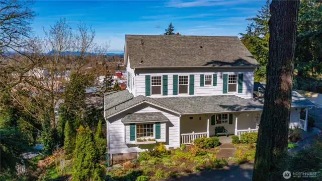 Front & side of home from above w/ view
