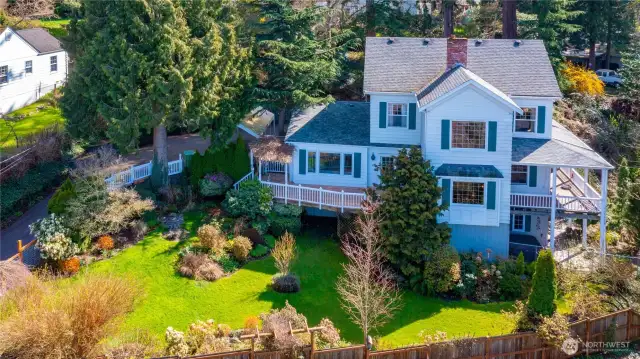 View of home & yard from above