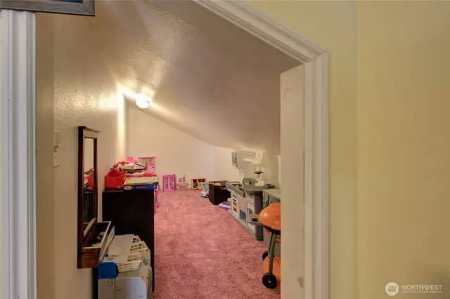 Upstairs closet bonus space.
