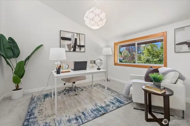 Upstairs office with abundant storage