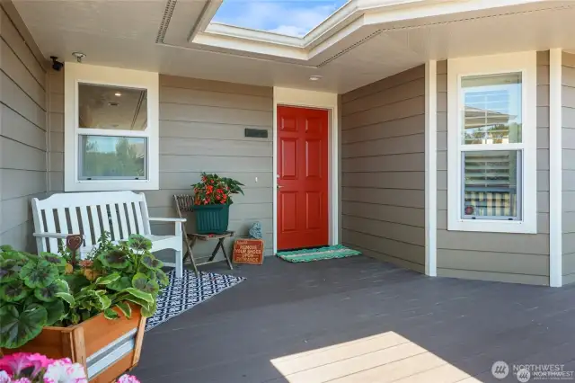 Nice sized front deck has composite material for easy maintenance