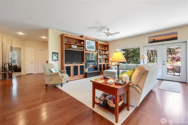 Great room with french doors to back deck