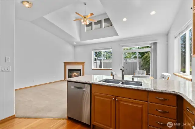 Kitchen looking to living room