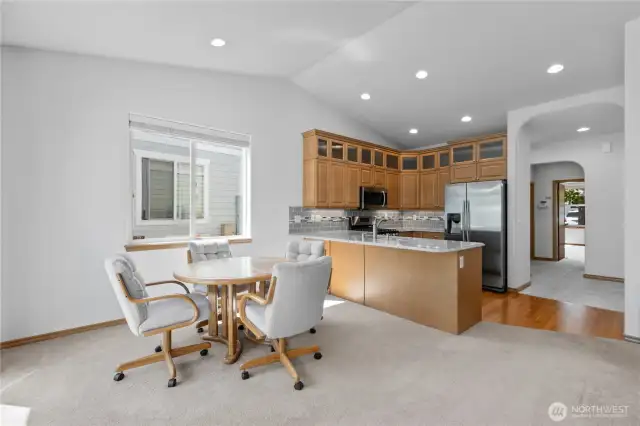 Dining space and kitchen with eating space