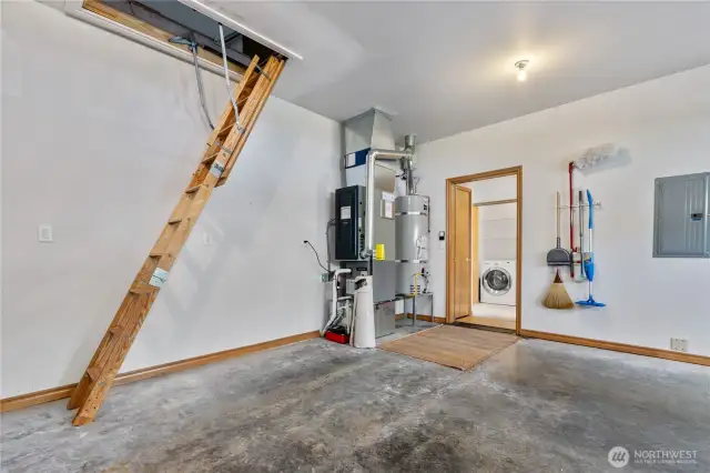 2022 Furnace and whole house AC. Steps to bonus space via ladder