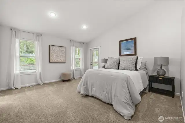 Large Primary with vaulted ceilings