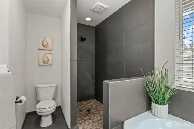 beautifully updated walk-in shower
