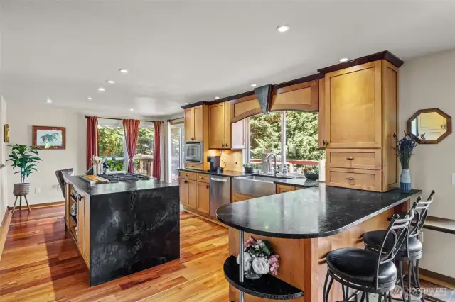 Waterfall Edge Island with Soapstone Countertops!
