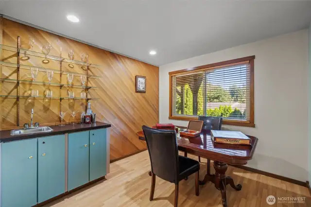 Wet bar area downstairs.
