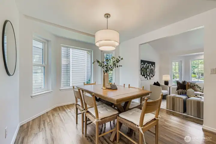 Light filled dining room.