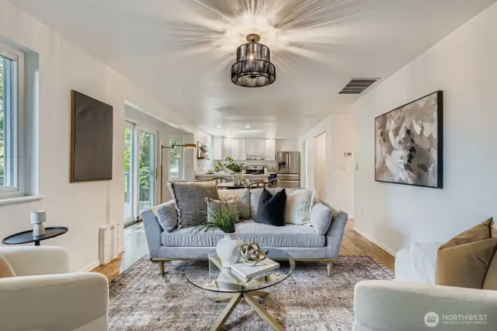 Family room & kitchen eating area.