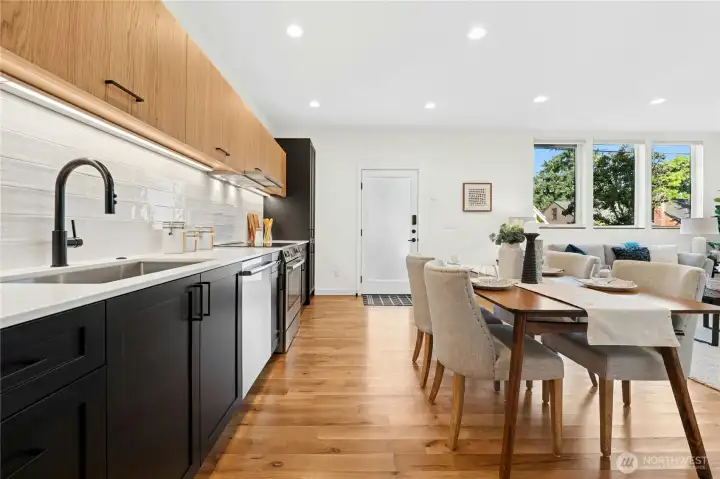 Under cabinet lighting keeps everything light and bright!