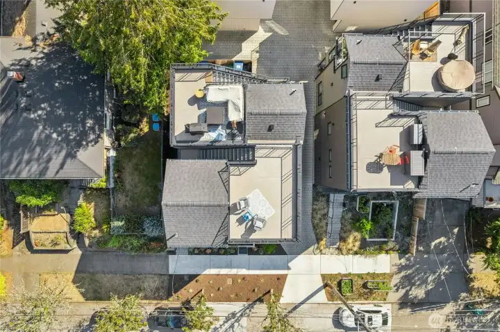 Rooftop deck, shown in the lower center of the shot