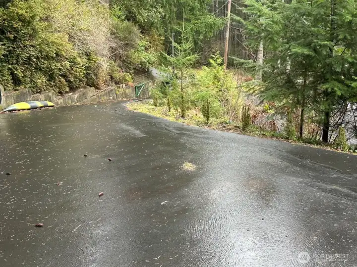 Looking down driveway to gate