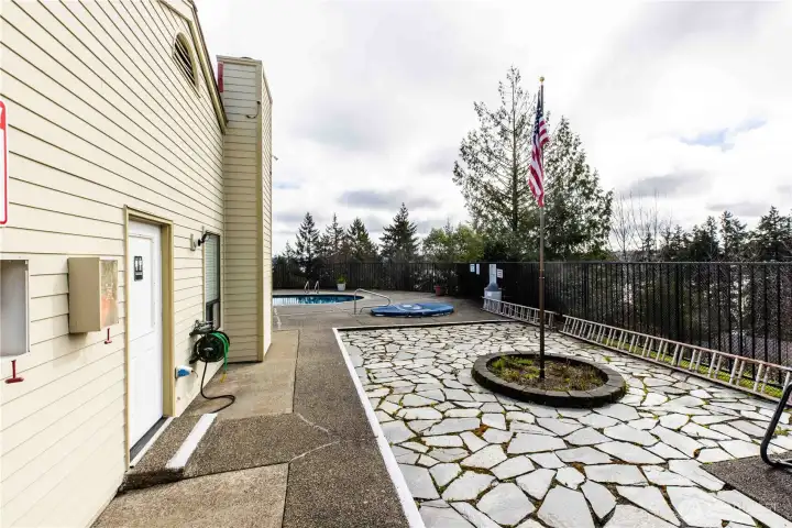 Pool and hot tub area.